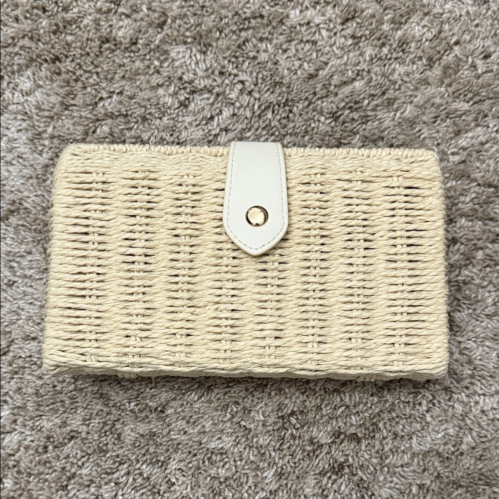 Elegant Cream Woven Clutch